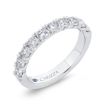 Round Diamond Half-Eternity Wedding Band In 14K White Gold CA0420BH-37W-1.00