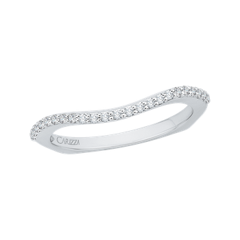14K White Gold Diamond Half Eternity Euro shank Wedding Band CA0041B-37W