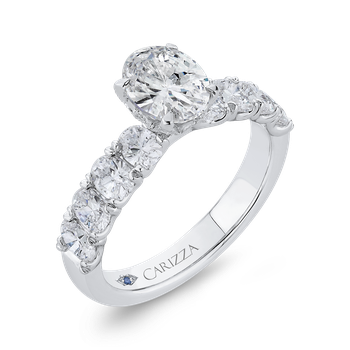 14K White Gold Oval Diamond Engagement Ring (Semi-Mount) CAO0421EH-37W-1.25