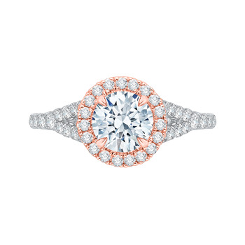 14K Two-Tone Gold Round Diamond Halo Engagement Ring with Split Shank (Semi-Mount) CA0033E-37WP