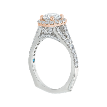 14K Two-Tone Gold Round Diamond Halo Engagement Ring with Split Shank (Semi-Mount) CA0033E-37WP