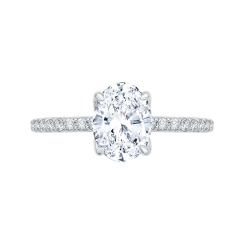 14K White Gold Oval Diamond Floral Engagement Ring (Semi-Mount) CAO0208E-37W-1.50