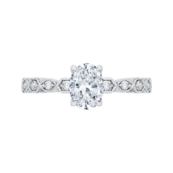 14K White Gold Oval Diamond Floral Engagement Ring (Semi-Mount) CAO0213EQ-37W