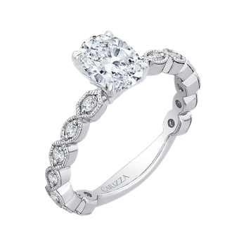 14K White Gold Oval Diamond Floral Engagement Ring (Semi-Mount) CAO0213EQ-37W