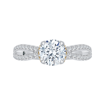 14K Tow-Tone Gold Round Diamond Engagement Ring with Split Shank (Semi-Mount) CA0154EH-37WY
