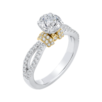 14K Tow-Tone Gold Round Diamond Engagement Ring with Split Shank (Semi-Mount) CA0154EH-37WY