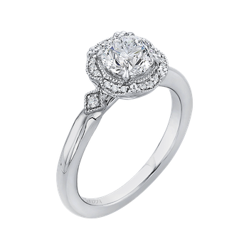 Round Diamond Cathedral Style Engagement Ring In 14K White Gold (Semi-Mount) CA0162E-37W