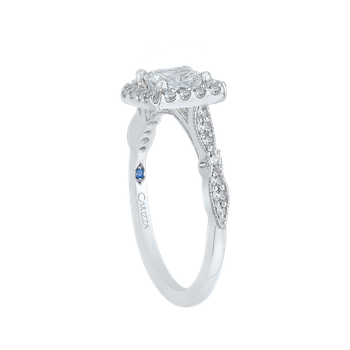 Princess Diamond Halo Vintage Engagement Ring In 14K White Gold (Semi-Mount) CAP0042E-37W