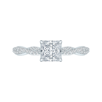 14K White Gold Princess Diamond Engagement Ring with Criss-Cross Shank (Semi-Mount) CAP0088E-37W