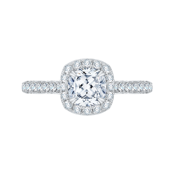Cushion Cut Halo Diamond Engagement Ring In 14K White Gold (Semi-Mount) CAU0050E-37W