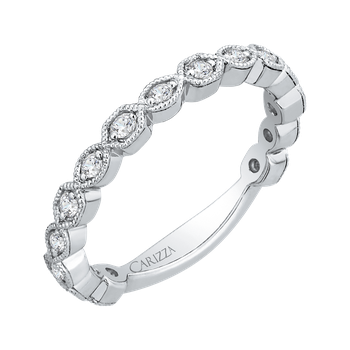14K White Gold Round Diamond Wedding Band CA0213BQ-37W