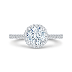 Carizza 14K White Gold Round Cut Diamond Halo Engagement Ring with Euro Shank (Semi-Mount) CA0034E-37W