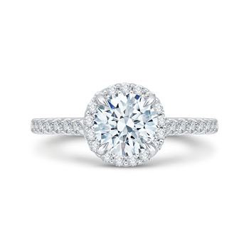 14K White Gold Round Cut Diamond Halo Engagement Ring with Euro Shank (Semi-Mount) CA0034E-37W
