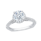 Carizza 14K White Gold Round Cut Diamond Halo Engagement Ring with Euro Shank (Semi-Mount) CA0034E-37W