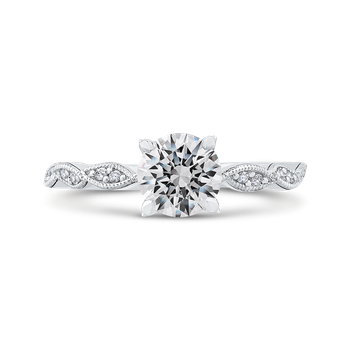 14K White Gold Round Diamond Floral Engagement Ring (Semi-Mount) CA0259EH-37W-1.00