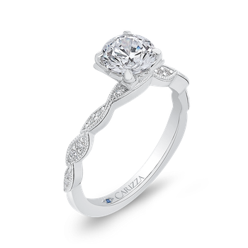 14K White Gold Round Diamond Floral Engagement Ring (Semi-Mount) CA0259EH-37W-1.00