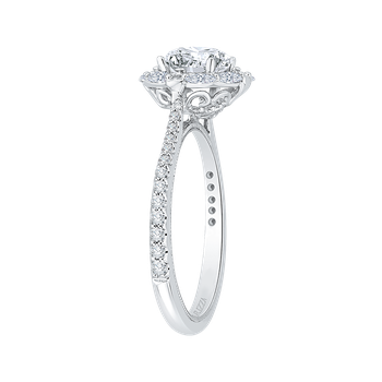 Oval Diamond Halo Engagement Ring In 14K White Gold (Semi-Mount) CAO0126EQ-37W-1.50