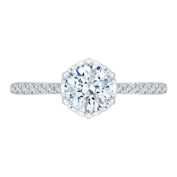 14K White Gold Round Diamond Cathedral Style Engagement Ring (Semi-Mount) CA0120E-37W