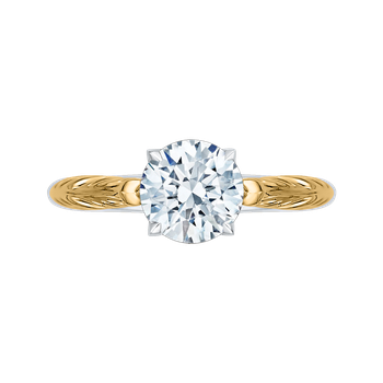 Round Cut Solitaire Diamond Vintage Engagement Ring In 14K Two-Tone Gold (Semi-Mount) CA0199E-WY-1.50