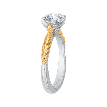 Round Cut Solitaire Diamond Vintage Engagement Ring In 14K Two-Tone Gold (Semi-Mount) CA0199E-WY-1.50