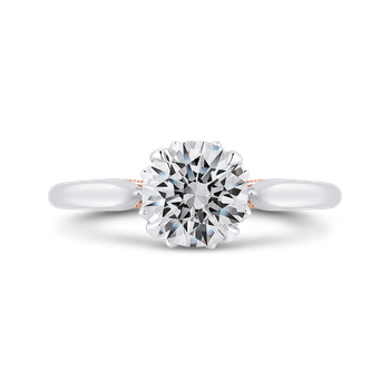 14K Two-Tone Gold Round Diamond Floral Engagement Ring (Semi-Mount) CA0419E-37WP-1.50
