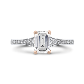 14K Two-Tone Gold Emerald Cut Diamond Engagement Ring (Semi-Mount) CAE0424EH-37WP-1.25