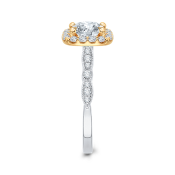 14K Two-Tone Gold Round Diamond Halo Vintage Engagement Ring (Semi-Mount) CA0042E-37WY