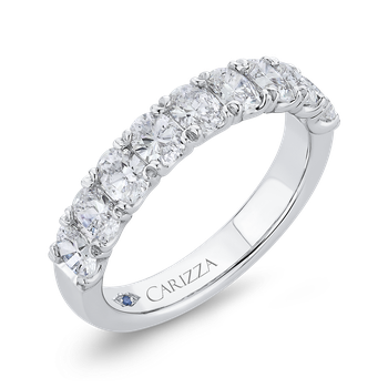 14K White Gold Oval Diamond Half-Eternity Wedding Band CAO0421BH-37W-1.25
