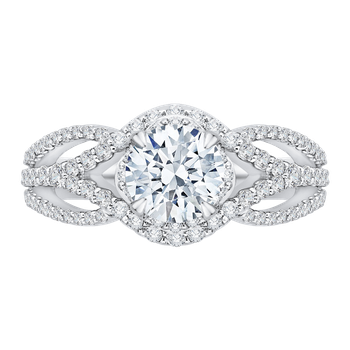 14K White Gold Round Diamond Engagement Ring with Split Shank (Semi-Mount) CA0125EH-37W