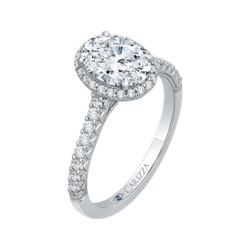 14K White Gold Oval Cut Diamond Halo Engagement Ring (Semi-Mount) CAO0210E-37W-1.50