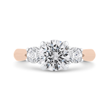 14K Two-Tone Gold Round Diamond Three-Stone Engagement Ring (Semi-Mount) CA0405E-37PW-1.50