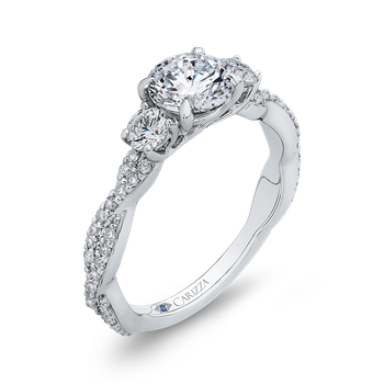 14K White Gold Round Diamond Engagement Ring with Split Shank (Semi-Mount) CA0246EQ-37W-1.00