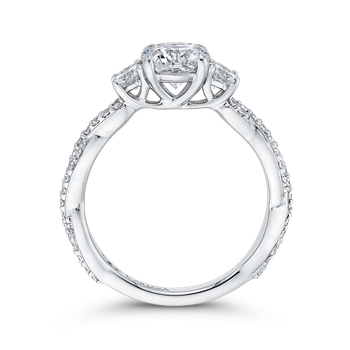 14K White Gold Round Diamond Engagement Ring with Split Shank (Semi-Mount) CA0246EQ-37W-1.00