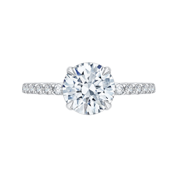 Round Diamond Engagement Ring In 14K White Gold (Semi-Mount) CA0208E-37W-1.50
