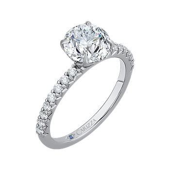 Round Diamond Engagement Ring In 14K White Gold (Semi-Mount) CA0208E-37W-1.50