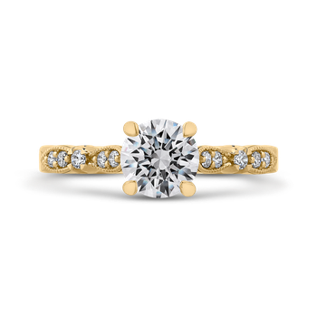 14K Yellow Gold Round Diamond Vintage Engagement Ring (Semi-Mount) CA0247EH-37-1.00