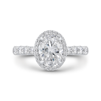Oval Diamond Halo Engagement Ring In 14K White Gold (Semi-Mount) CAO0406EQ-37W-1.50