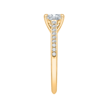 14K Yellow Gold Princess Cut Diamond Solitaire with Accents Engagement Ring (Semi-Mount) CAP0040E-37