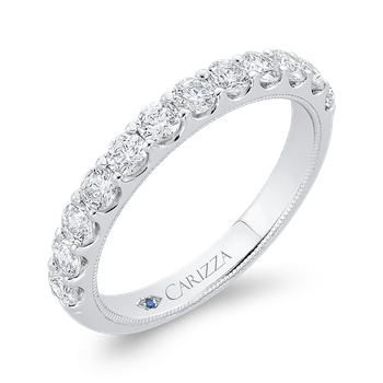 14K White Gold Half-Eternity Round Diamond Wedding Band CA0452BH-37W-1.50