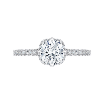 14K White Gold Round Diamond Engagement Ring with Euro Shank (Semi-Mount) CA0101E-37W