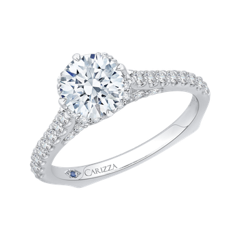 14K White Gold Round Diamond Engagement Ring with Euro Shank (Semi-Mount) CA0101E-37W