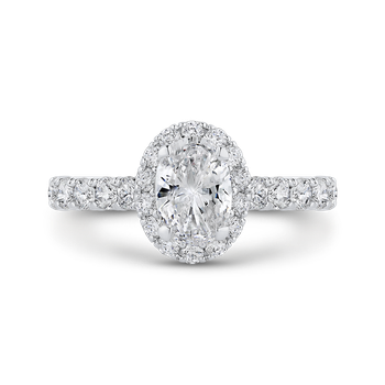 14K White Gold Oval Diamond Halo Engagement Ring (Semi-Mount) CAO0435EH-37W-1.00