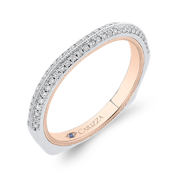 14K Two-Tone Gold Round Cut Diamond Half-Eternity Wedding Band CA0401BH-37WP-1.50