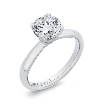 14K White Gold Round Diamond Engagement Ring (Semi-Mount) CA0407E-37W-1.50