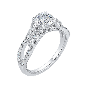 Round Diamond Engagement Ring In 14K White Gold (Semi-Mount) CA0172EH-37W
