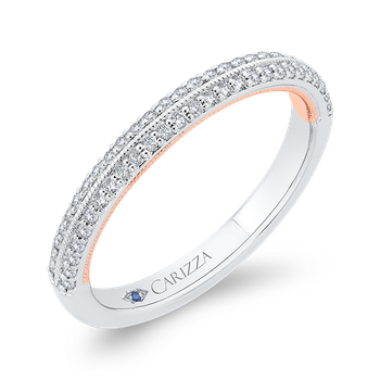 Round Diamond Half-Eternity Wedding Band In 14K Two-Tone Gold CA0447BH-37WP-1.50