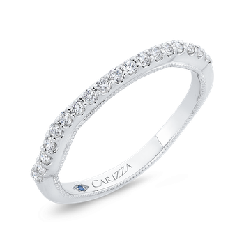 Round Cut Diamond 14K White Gold Half-Eternity Wedding Band CA0455BH-37W-1.00